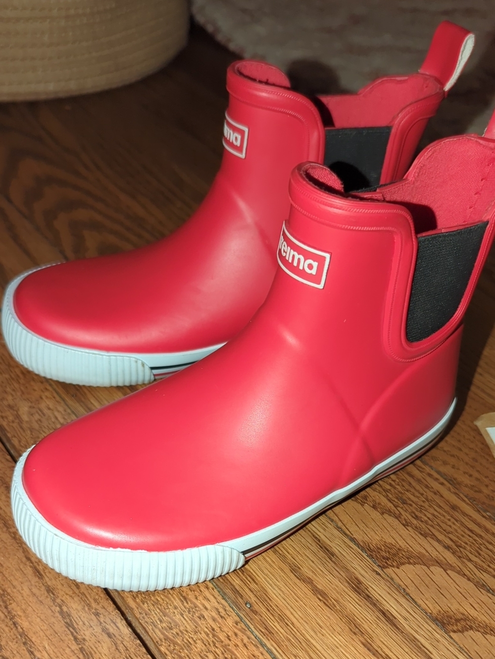 Reima Kids Red Rain Boots with White Trim